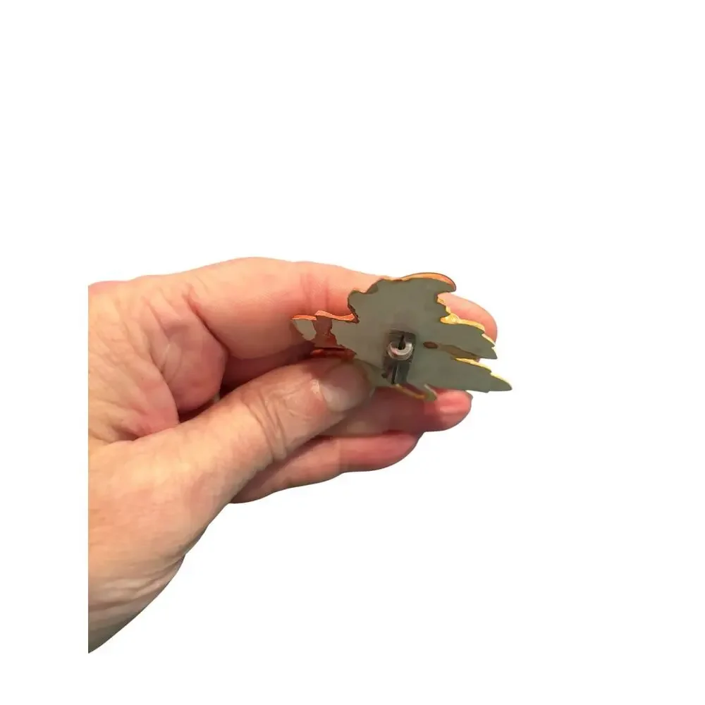 Art Deco Autumn Leaf Brooch Early Plastic Coral Cream C Clasp Long Pin